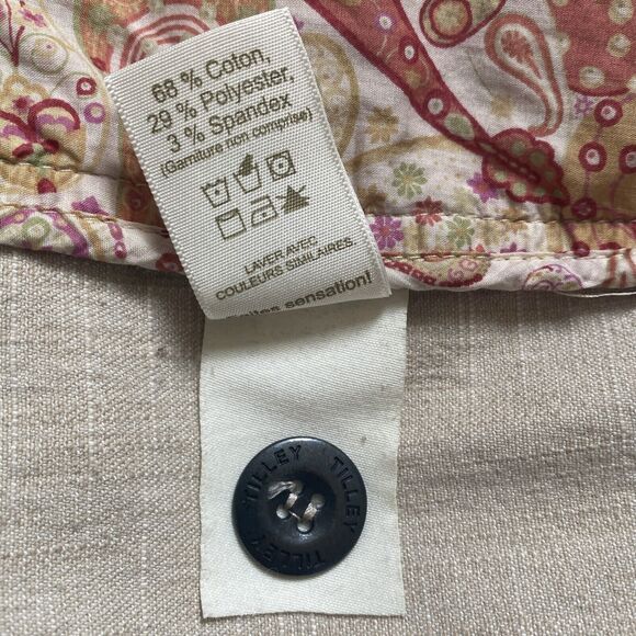 TILLEY Jacket Khaki High Neck Buttoned Traveler's Blazer Made In Canada Sz 20 - Picture 11 of 13